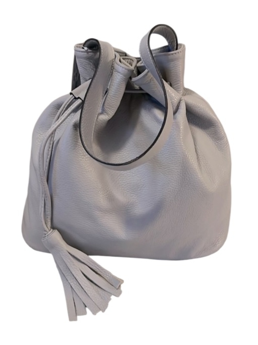 Light Grey Pebbled Leather Italy Hobo Bucket Bag Shoulder Purse by My Choice NEW